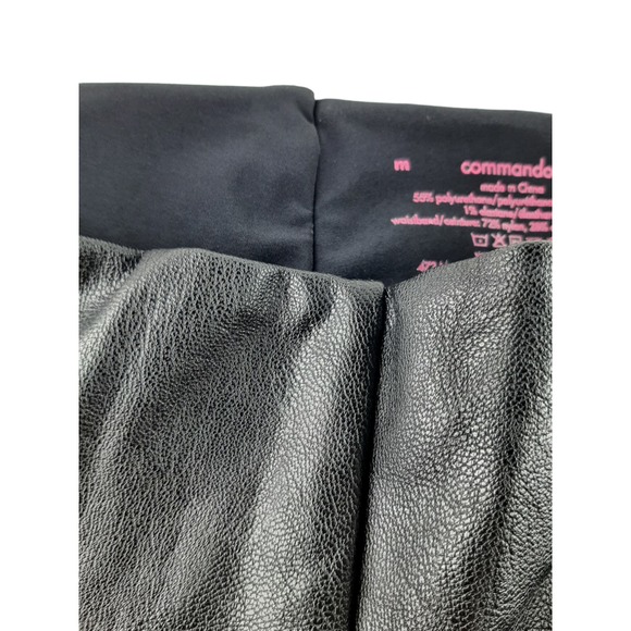 Commando Control Black Faux Leather High Waist Leggings Raw Hem Slimming L - Picture 7 of 8